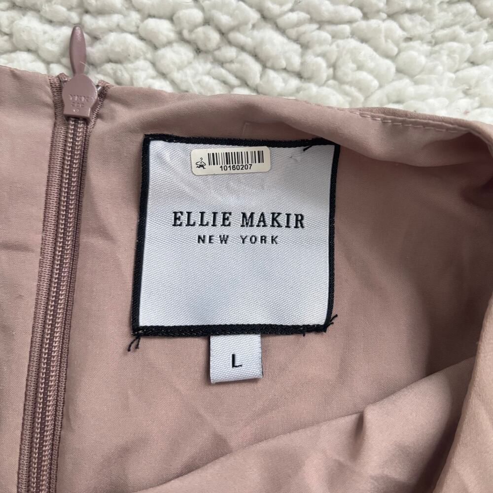 ELLIE MAKIR MIDI PLEATED DRESS MODEST HIGH-LOW HEM WOMEN SIZE LARGE - Picture 14 of 15